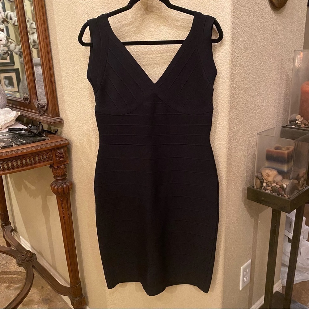 HERVE LEGER Women Black Bandage Sleeveless Party Dress Size Large